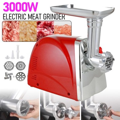 Electric Meat Grinder 3000W Max Food Mincer Sausage Stuffer 110V 3 Cutting Plate