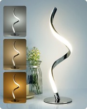 Modern Spiral Bedside Lamp - 3 Colors Touch Control LED Table Lamp, Stepless ...