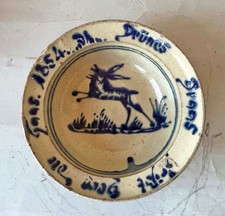 1854 museale Tonschale Tonschüssel Hafnerware GRÜNES GRAAS FRIßT GERN DER HAAS
