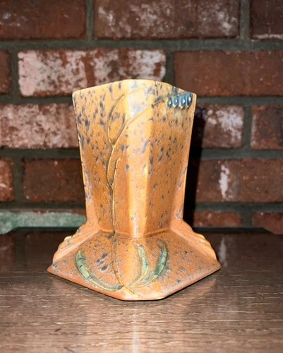 ROSEVILLE POTTERY FUTURA VASE 421-5 BROWN STUMP MIDDLE PERIOD 1928