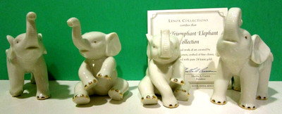 LENOX The TRIUMPHANT Lucky ELEPHANTS Collection -Set of 4 -- NEW in BOX with COA