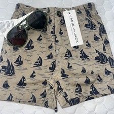Janie And Jack 6-12 Month Boys Shorts And Sunglasses Set NWT sailboats Baby