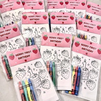 12 Pack Kids Coloring Pink w/crayons | Party Favors