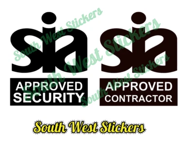 SIA Approved Contractor Sticker Stickers Dog Unit x2, Choose Text, Size & Colour