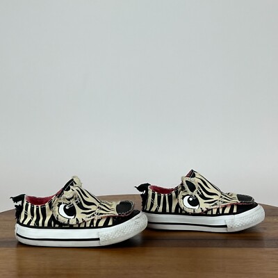 Little Kids Childrens Converse Zebra Tongue Animal Shoes Sneakers Size 4 C GUC
