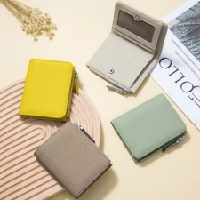 Women Rfid Blocking Small Pocket Cow Leather Card Holder Wallet Bifold Purse Bag