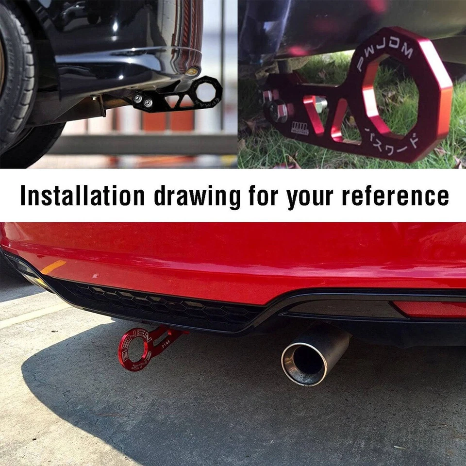 Anillo de remolque trasero de aluminio JDM rojo universal para Honda Civic Foto 4 de 4