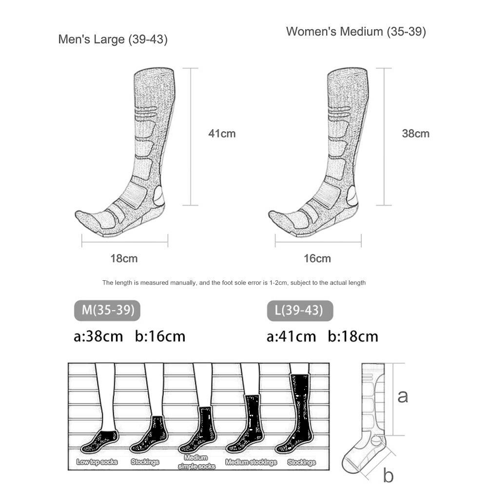 Wool Hiking Socks Unisex Winter Shock Absorption for Outdoor (Dark Grey