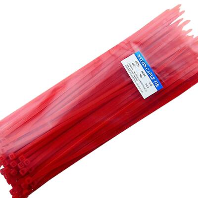 100 PCS Red Heavy Duty Nylon Cable Zip Ties 12 Inch Self-Locking Wire Wrap