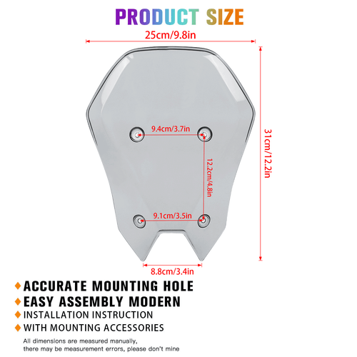 Large Tall Windshield Windscreen Wind Deflectors For Kawasaki Z900 2025-2026 - Picture 3 of 9
