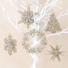 Christmas Tree Glitter Hanging Oranments Snowflake Xmas Tree Wreath Decorations