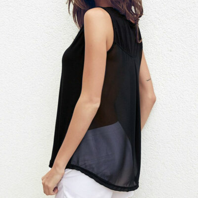 Women's Jadea Wide Shoulder Viscose Chiffon Tank Top Art 4655