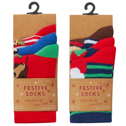Zest Kids Christmas Design Cotton Rich Festive Socks - Picture 11 of 16