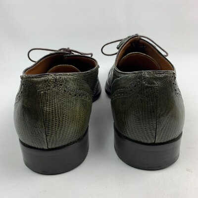 Mezlan Custom Oxford Green Lizard Cap Round Toe Lace Up  display picture 1