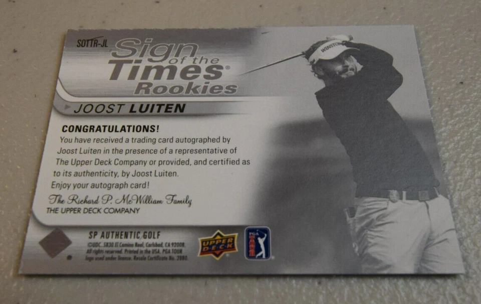 2021 SP Authentic Sign of the Times Rookies Joost Luiten #SOTTR-JL Auto RC - Image 2 of 2