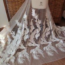 Sale Dress Costume Lace Leaves Tulle Phoenix Embroidery Wedding Gown Fabric 1