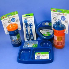 Sippy cup Insulated toddler baby no tip plate or bowl fork spoon monkey BPA FREE