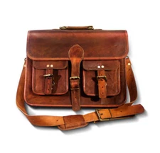 Large Adjustable Men's Genuine Leather Handbag Briefcase Shoulder Messenger Bag 