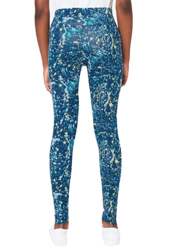 Leggings Justice Ragazze Blu 10 Lunghezza Completa Vita Alta Vernice Splatter Design - Foto 4 di 9