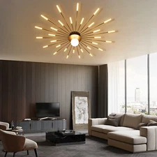 Modern Dandelion Chandelier Gold Crystal Fireworks Sputnik Ceiling Light Fixture