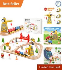 55PCS Wooden Train Set - Educational Adventure for Kids Ages 3-7, No Batteries