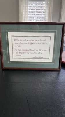 Vintage Framed Crosstitch Quote The Marriage Of Heaven And Hell By William Blake