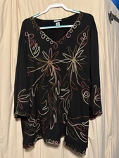 4X Maggie Barnes for Catherine's Embroidered Top EUC