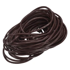 11 Yards 3mm Round Leather Cord Lacing String for DIY Crafts Dark Coffee