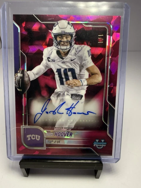2025 Bowman Sapphire Pink Padparadscha Josh Hoover 1/1 TCU (New Indiana Hoosier)