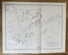 Fishing Grounds Chart Eastport Maine 1887 Antique Nautical Map Bay of Fundy