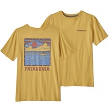Patagonia Boys Yellow Organic Cotton Graphic T Shirt Mountain Outdoor XL 14 - 16