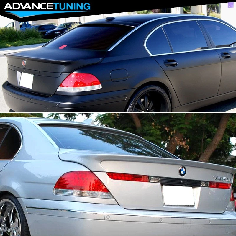 Fits 02-05 BMW E65 7-Series AC-S Style Rear Trunk + Roof Spoiler Unpainted Black - Изображение 2 из 4