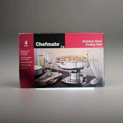 New  Chefmate 4 Quart Stainless Steel Round Chafing Dish
