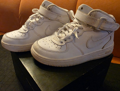 Nike Air Force 1 High Top White Sneakers Kids US 12C DH2934-111
