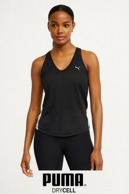 Puma Black T-shirt Sport DryCell White Mesh Split Sides M $28.00