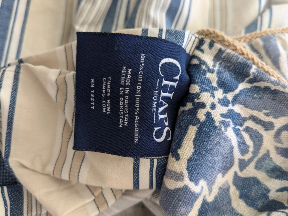 Chaps Ralph Lauren Bluff Point Full/Queen Duvet Blue & White Reversible Stripe - Image 2 of 4