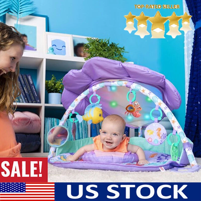 Baby Activity Gym Play Mat with Tummy Time Pillow Light Up Musical
