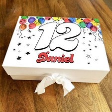 Rainbow Balloons Any Age 12th Or Any Age Personalised Keepsake Birthday Gift Box