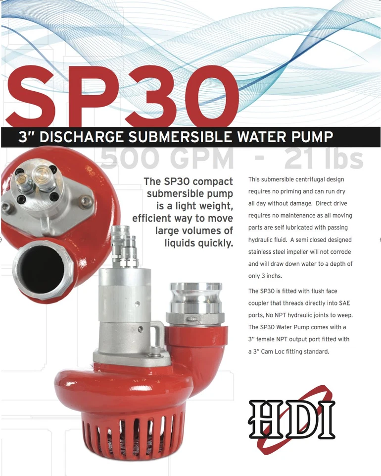 3" Discharge Hydraulically Powered Submersible Water Pump - Image 2 of 3