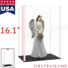 US Acrylic Display Case 16" H Self-Install Perspex Big Box Black Base Dustproof