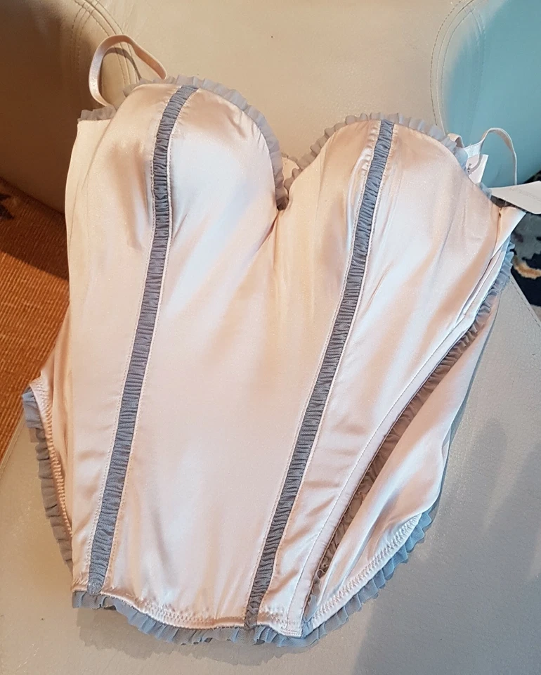 Elle Macpherson Peach/Grey Silk SONNET U/W Preformed Strapless Basque - Image 3 of 4