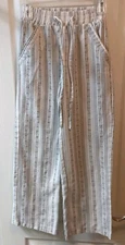 SIENNA SKY WOMEN'S BLACK WHITE STRIPED BOHO PANTS SIZE XS
