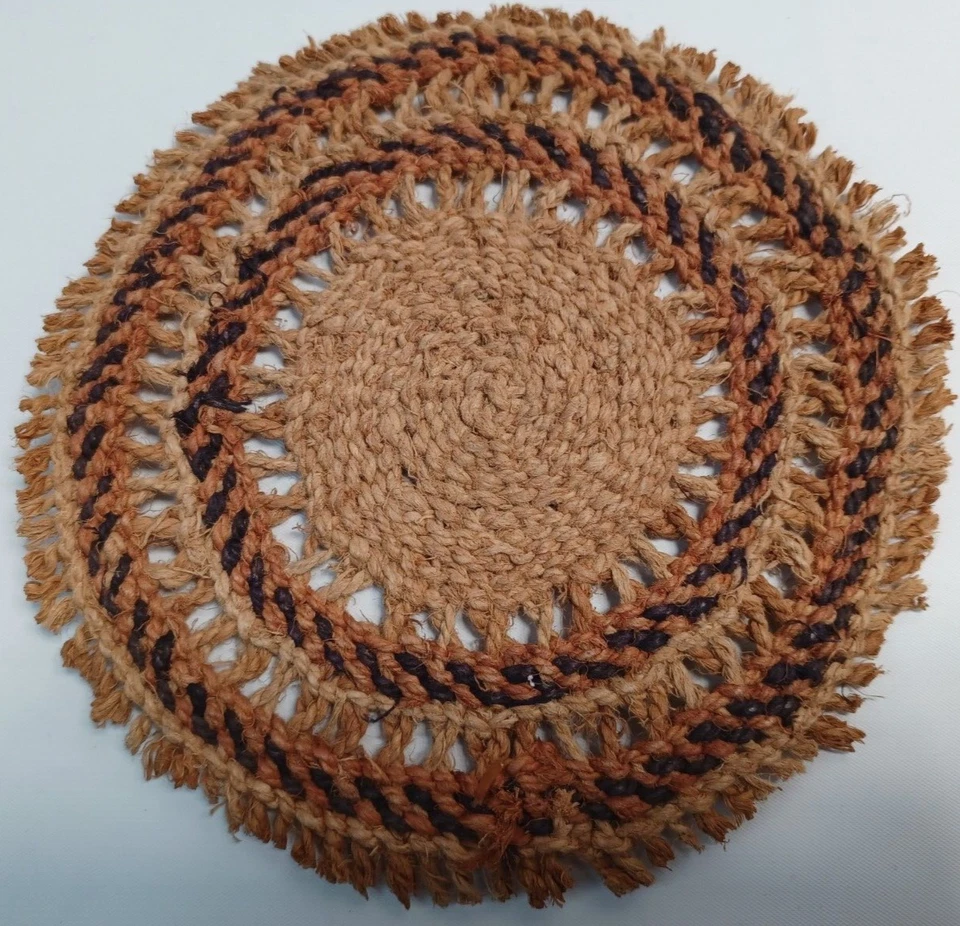 Wicker Straw Hot Pad Trivet Woven Rattan Raffia Boho Wall Decor Set of 6 Vintage - Image 4 of 4