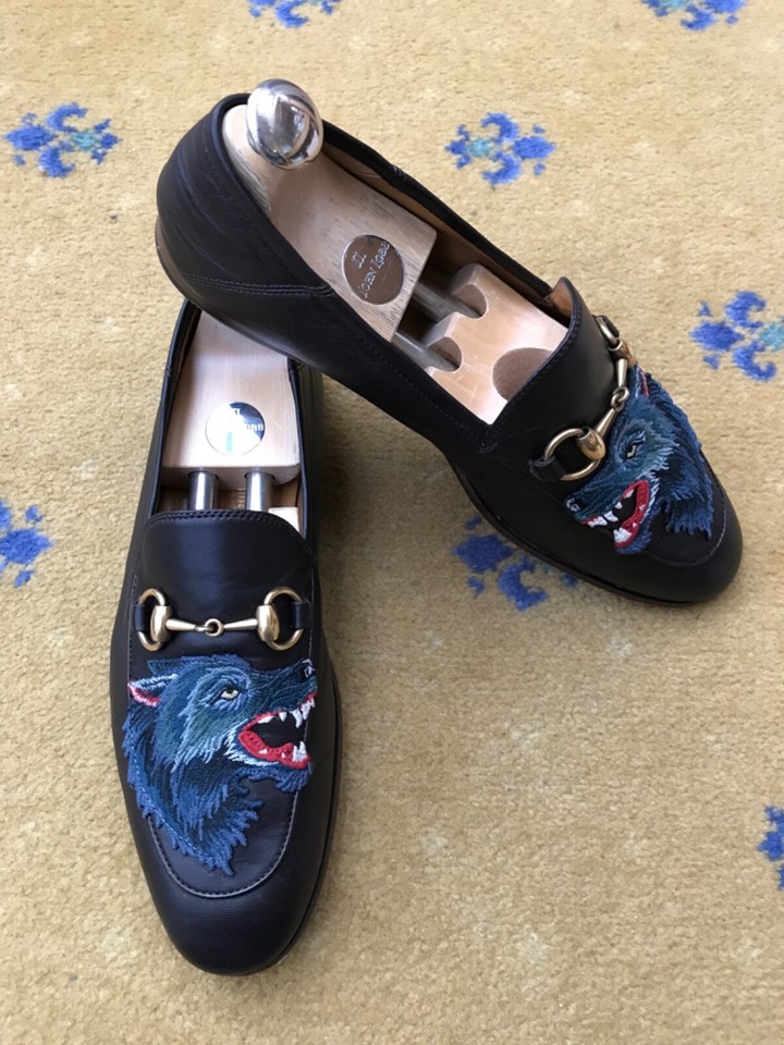 Gucci Shoes Leather Loafers Brown Wolf Brixton Horsebit UK 7 US 8 EU 41