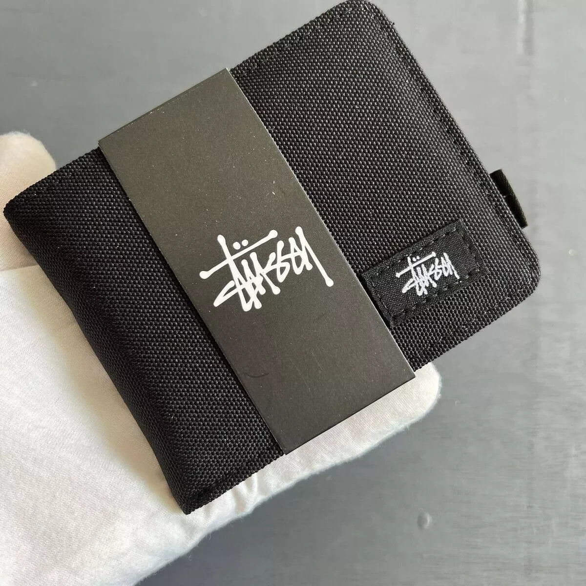 NEW Stussy Canvas Wallet Black Vintage Style Card Wallet NEW Stussy Canvas Wallet Black Vintage Style Card Wallet