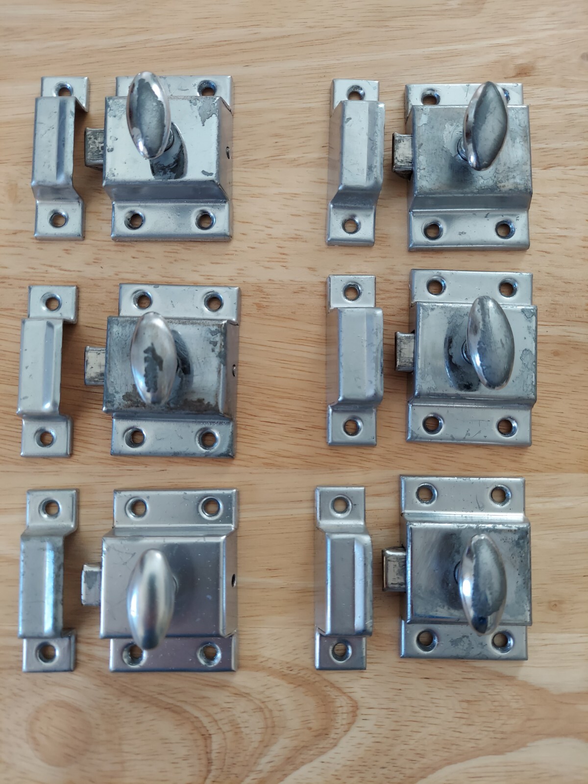 Vintage cupboard latch original, set of 6. Kitchen hardware