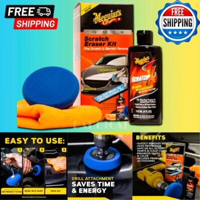 Meguiar's Quik Scratch Eraser Kit, Car Care Kit with ScratchX, Pad, and Towel