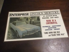 ENTERPRISE LINCLON-MERCURY MARK 111 & CONTINENTAL  MARQUIS MONTEREY MONTEGO SIGN