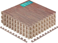 48SQ.FT Wood Grain Puzzle Exercise Mat Protective Flooring, EVA Interlocking Foa