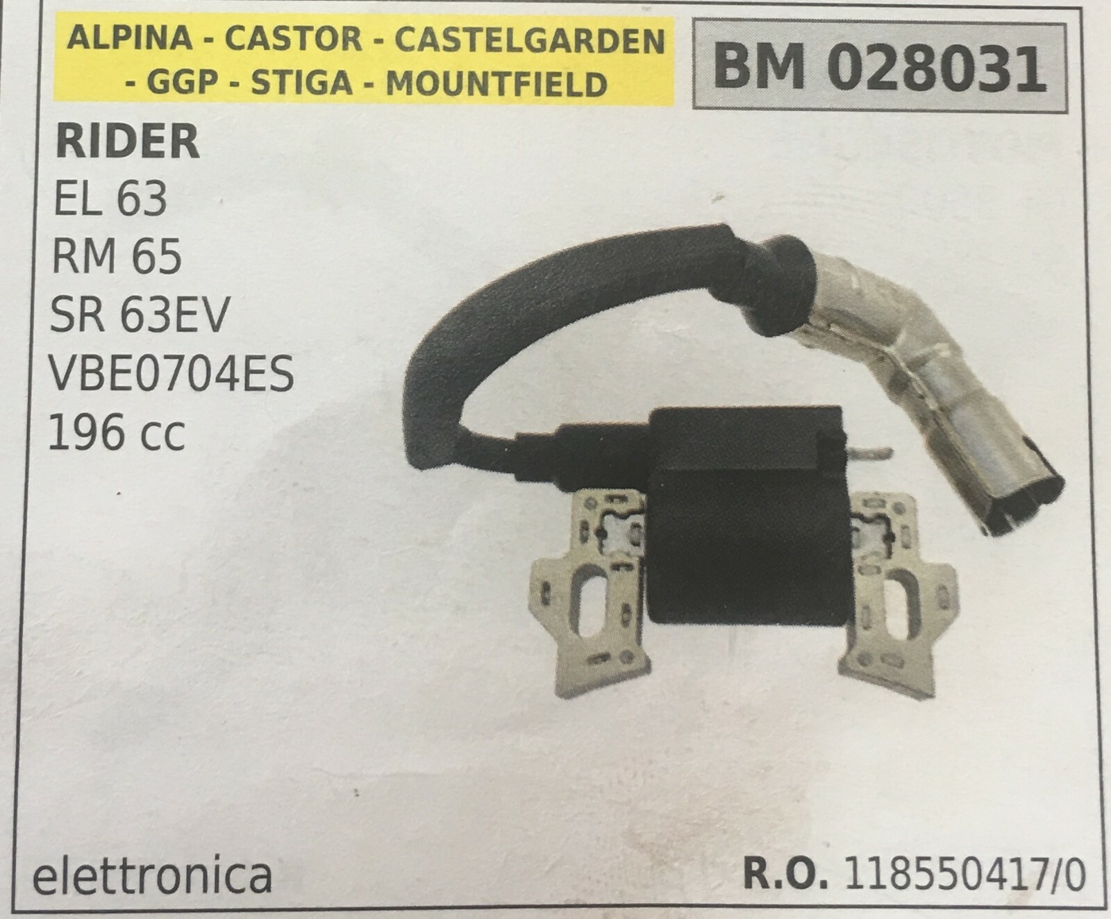 BOBINA ELETTRONICA ALPINA - CASTOR - CASTELGARDEN - GGP - STIGA - MOUNTFIELD